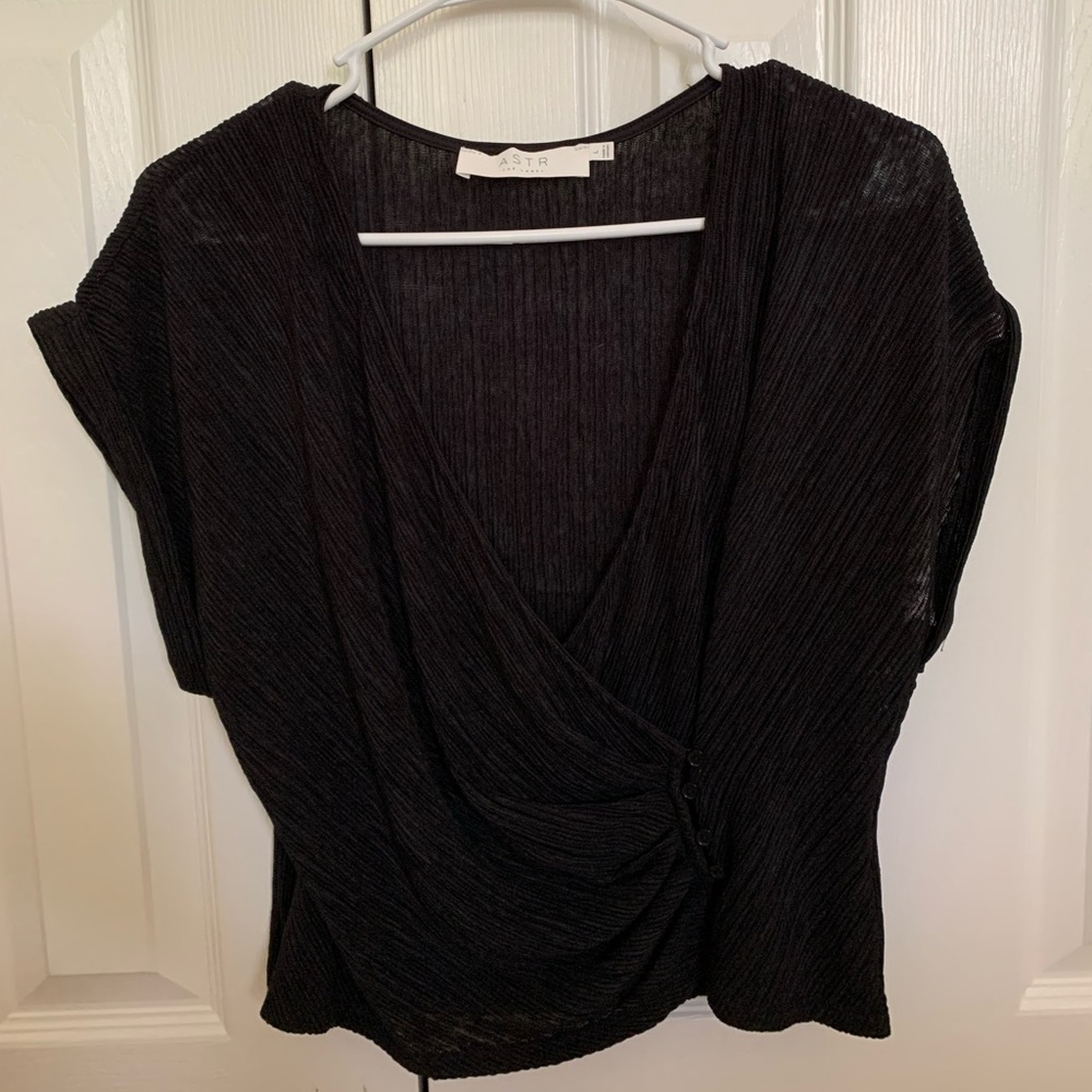 ASTR the Label Black Wrap Top